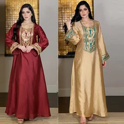 Eid Elegant Muslim Women Dress Morocco Long Dresses Kaftan Turkey Dubai Print Abaya Islamic Clothing Vestidos India Dresses 2022