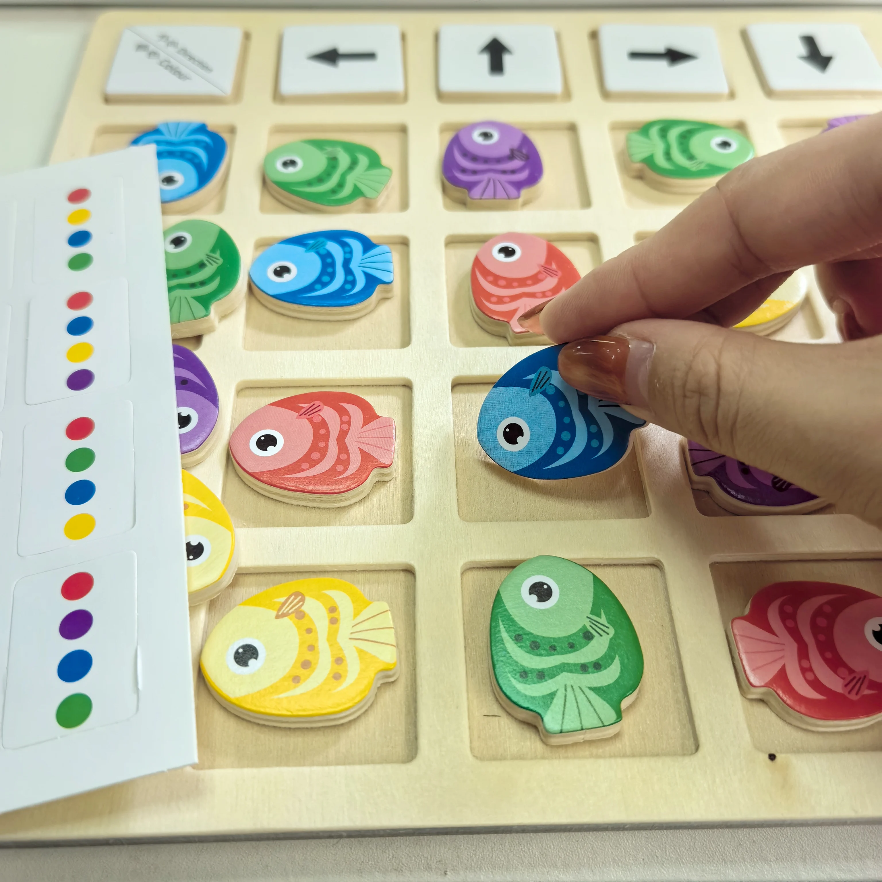 Wooden Montessori Toys Children's Logical Thinking Training Direction Color Cognition Educational Battle Battle Board Game Gifts