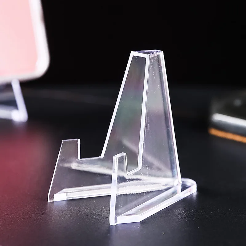 10PCS Acrylic Coin Display Stand Transparent Triangle Business Cards Photos Small Plates Shells Showing Holder For Household