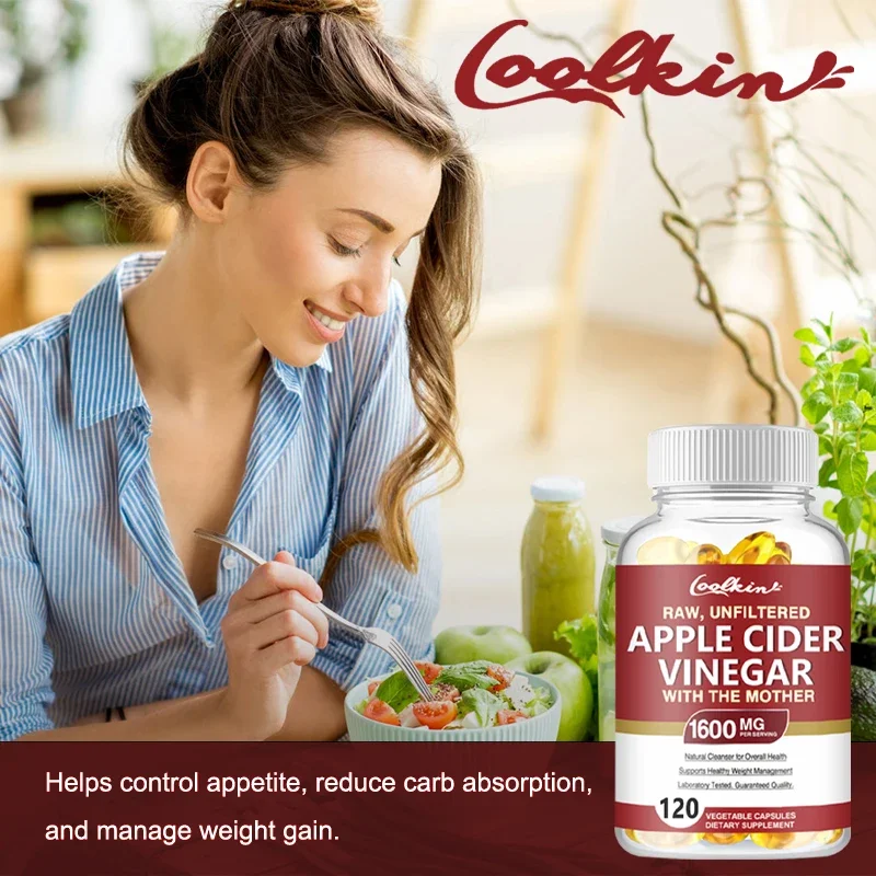 Apple Cider Vinegar Capsule Supplement 1600 mg - Natural Weight Management and Metabolism