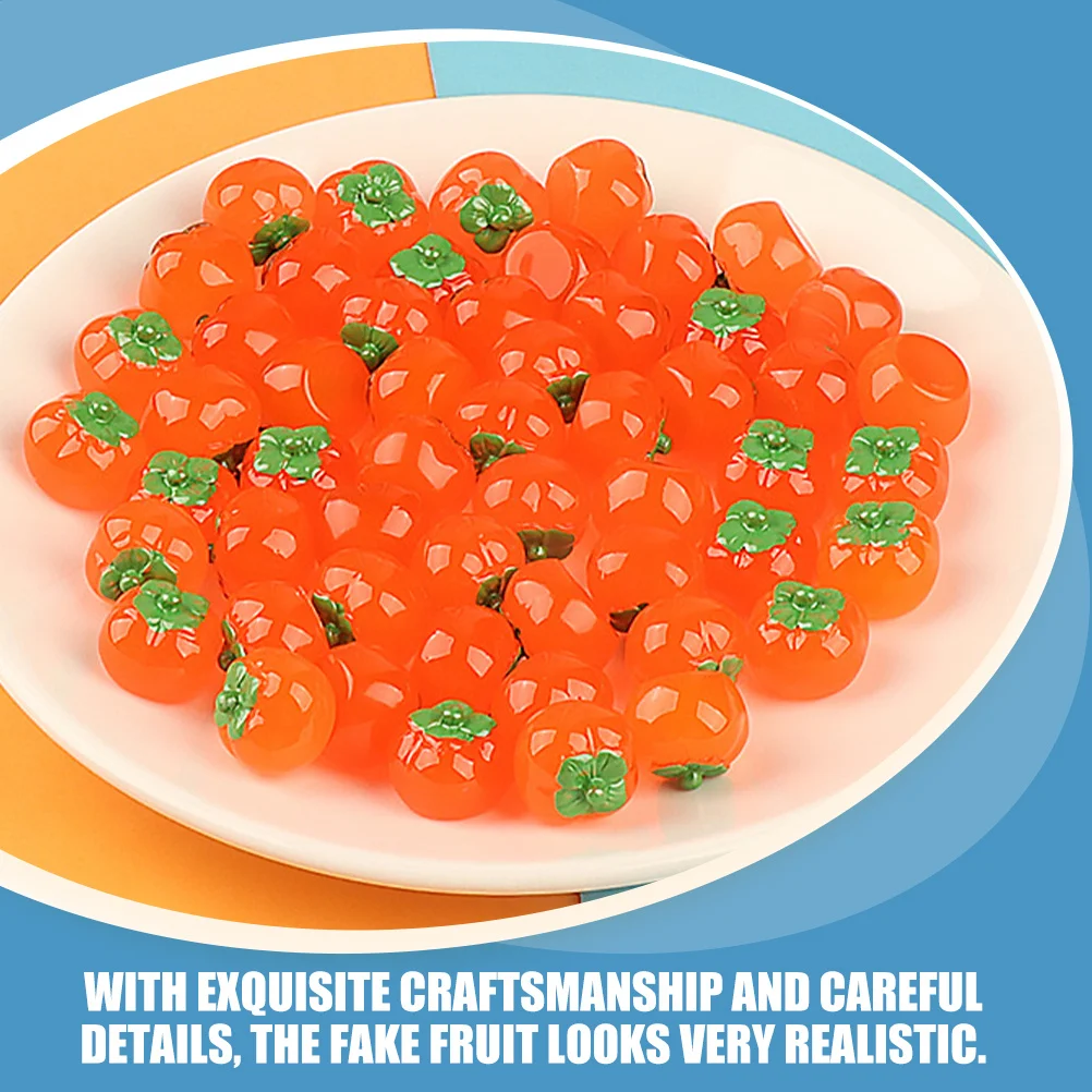 

20pcs In The Dark Persimmon Models Fake Fruit Decor Resin Craft For Showcase Window Adornment Simulation Fruits