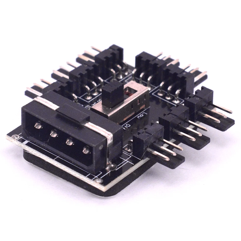 8 ports 3 Pin Fan Power HUB 4pin IDE to 8 Port PC Case Cooling Fan system power supply Spliter adapter 12V 15V