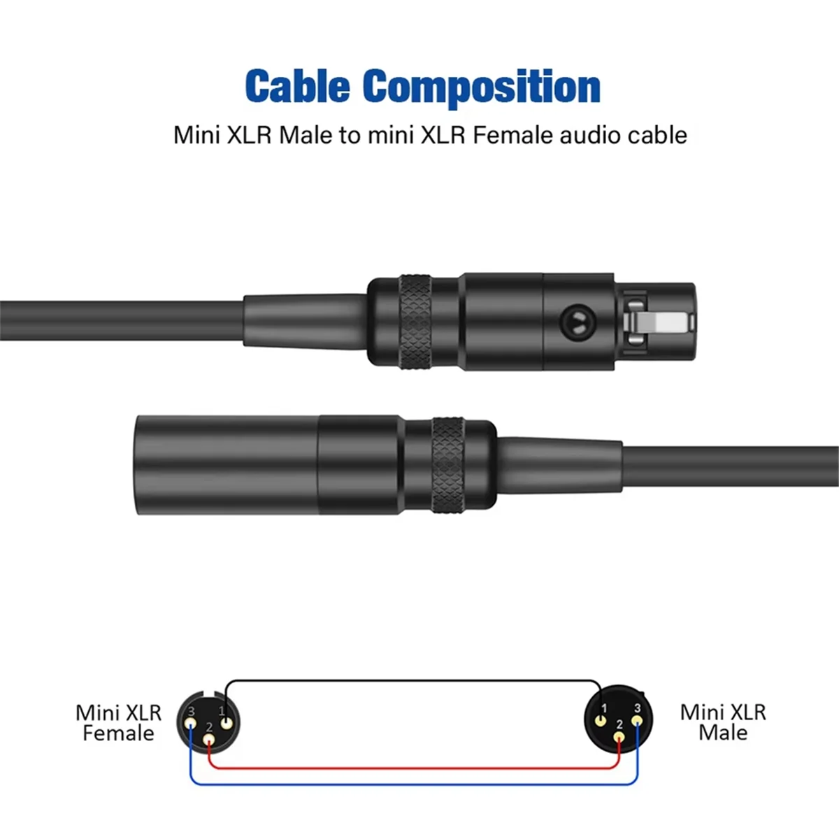 جديد 3C-Mini XLR ذكر إلى أنثى كابل الصوت لسماعة الرأس سينما 4K كاميرا الصوت خط Mini-XLR التوصيل