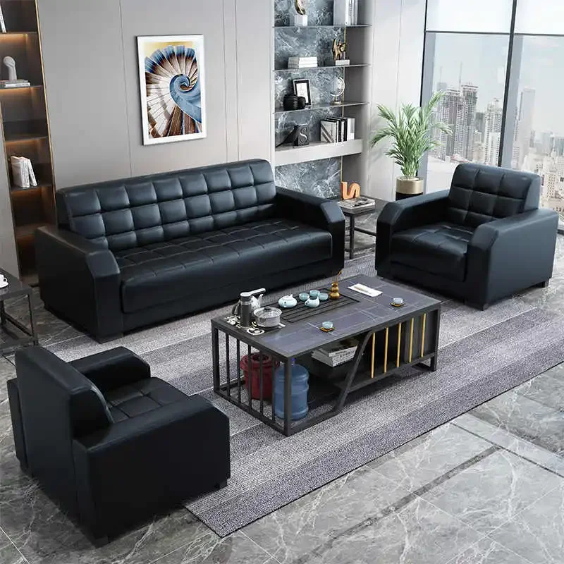 ！@Office Sofa Coffee Table Combination Simple Modern Business Meeting Resting Area Reception Room Apartment Small Three Person