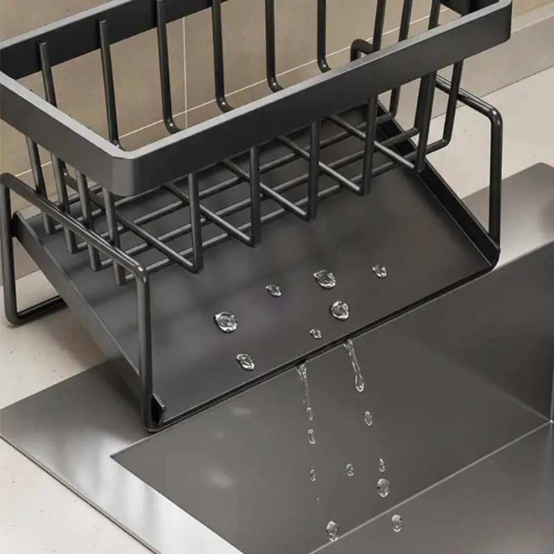 Kitchen Sink Dry Rack Detachable Countertop Sponge Holder Multifunctional Drain Organizer for Easy Cleaning Use