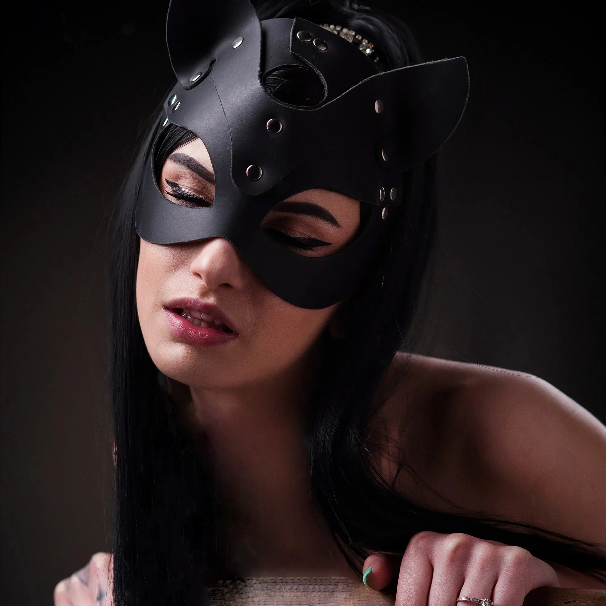 Red Black Pink Leather Cat Mask Women Sexy Half Face Bondage Gothic BDSM Masquerade Party Fancy Cosplay Accessories image 5
