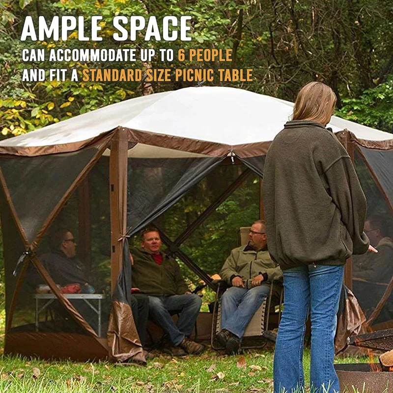 Outdoor hexagonal tents, sun protection and mosquito protection camping yurt tents, multi-person mesh tents
