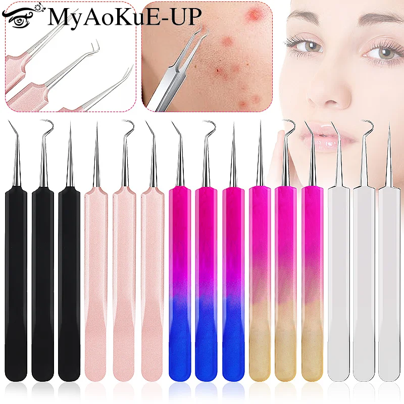 Blackhead Pimple Remover Tool Agulha De Acne De Aço Inoxidável Clipe De Célula Afiada, Tratamento De Limpador De Poros, Face Cuidados Com A Pele, Maquiagem Ferramenta, 1Pc