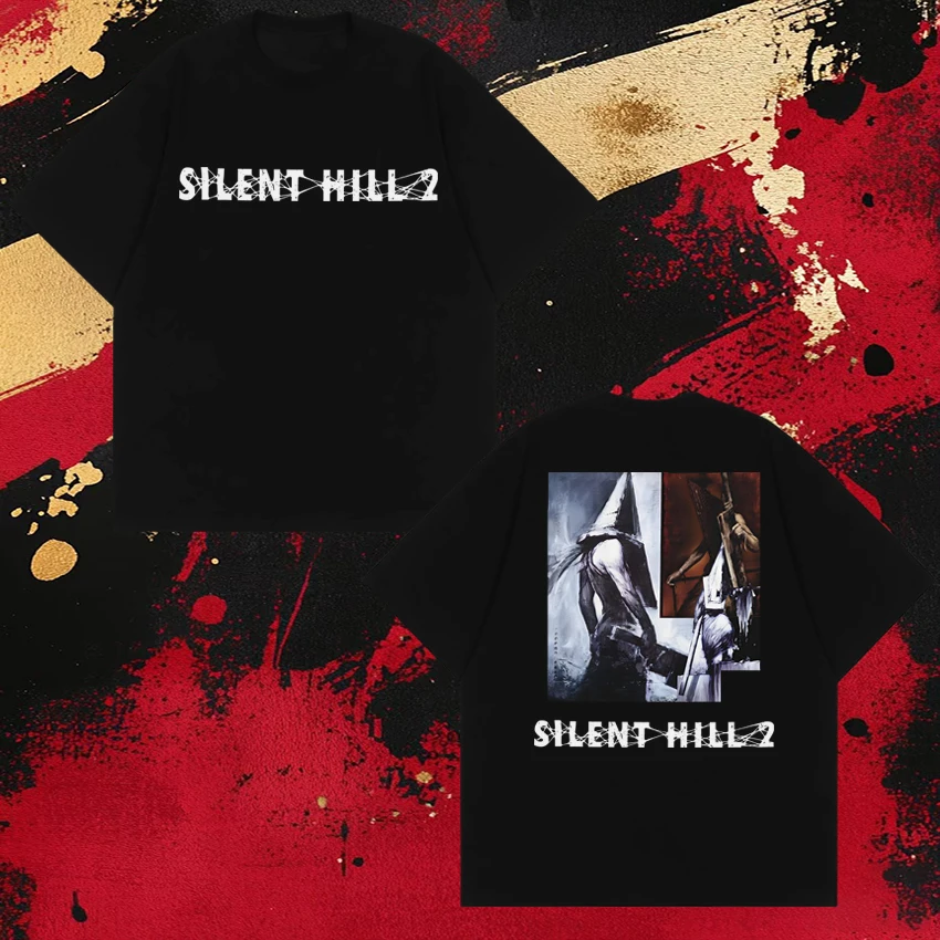 

2026 New in Silent Hill 2 Pyramid Head Horror Game print T shirts Men women Gothic vintage punk Tops Unisex short sleeve T-shirt