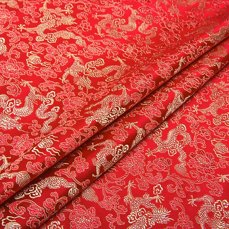 250*75cm Brocade Fabric Chinese Dragon Pattern Fabric Cloth for Sewing DIY Decoration Upholstery Material Width 75cm