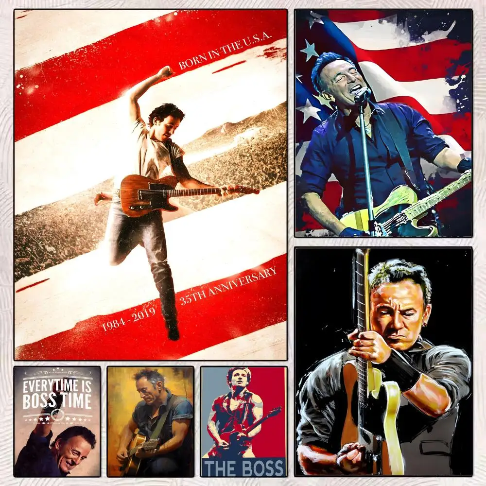 Poster Premium PP Wall Decal - Peel & Stick, HD Print, Waterproof Home Decor The Boss Rock Singer Bruce Springsteen-Music