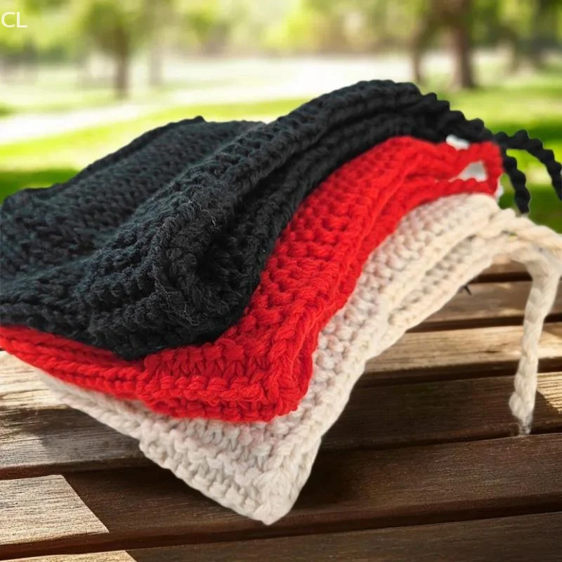 قبعة متماسكة بسيطة وعصرية متعددة الاستخدامات قابلة للتنفس كاجوال مريحة ودافئة على شكل خط شعر بلوفر صغير لتعرض الوجه