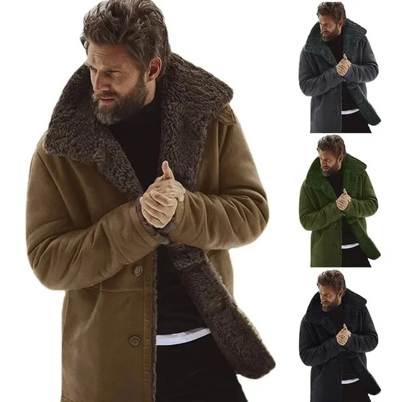 Men's Winter Thick And Warm Solid Color Mid Length European And American Cotton Jacket