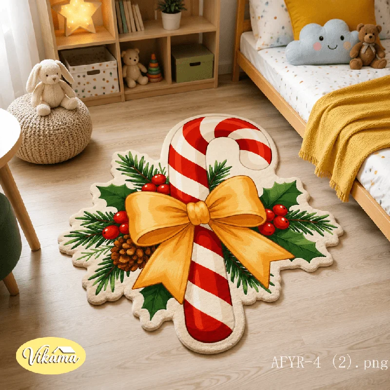 VIKAMA Christmas Tree Shaped Star Xmas Floor Mat, Fade Resistant & Durable, Decor for Bedroom Nursery Holiday Decor
