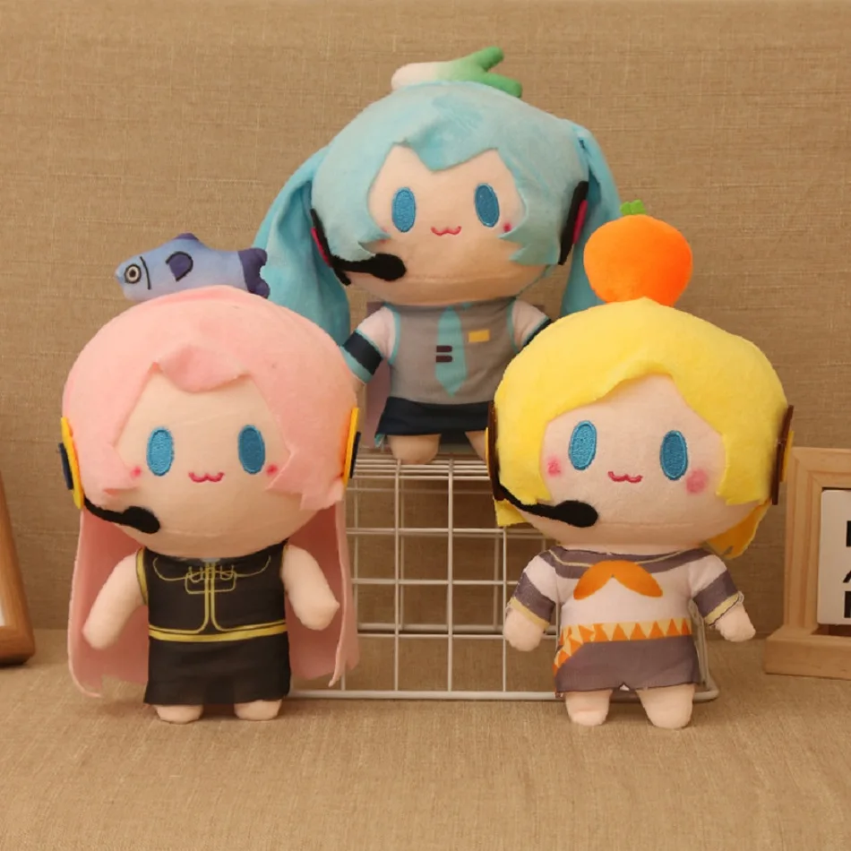 25cm Hatsune Miku Kawaii Q Version Figure Plush Doll Anime Peripheral Plush Stuffed Toy Collection Model Ornament Toy Girls Gift