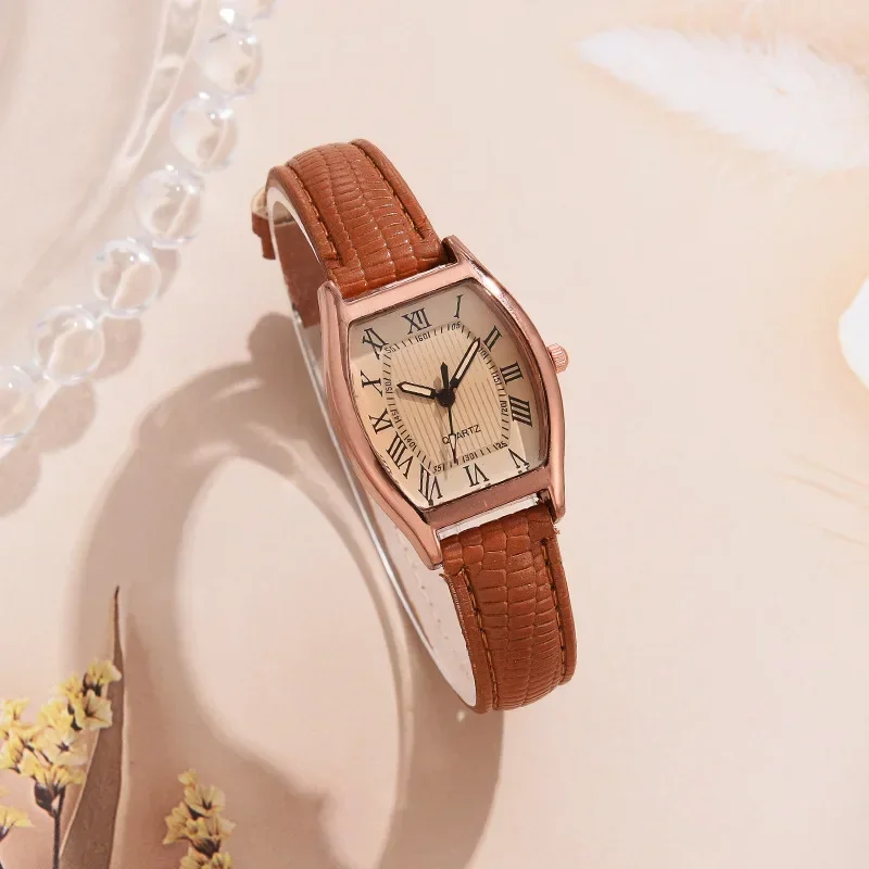 Reloj clásico para Mujer, relojes de pulsera pequeños para Mujer, Reloj de pulsera de cuero Vintage Retro marrón, relojes de pulsera de cuarzo, Reloj para Mujer