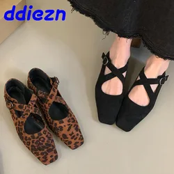 Spring Autumn Fashion Shallow Ladies Flats With Shoes Female Designer Footwear Cross-tied Buckle Women Mary Janes Shoes