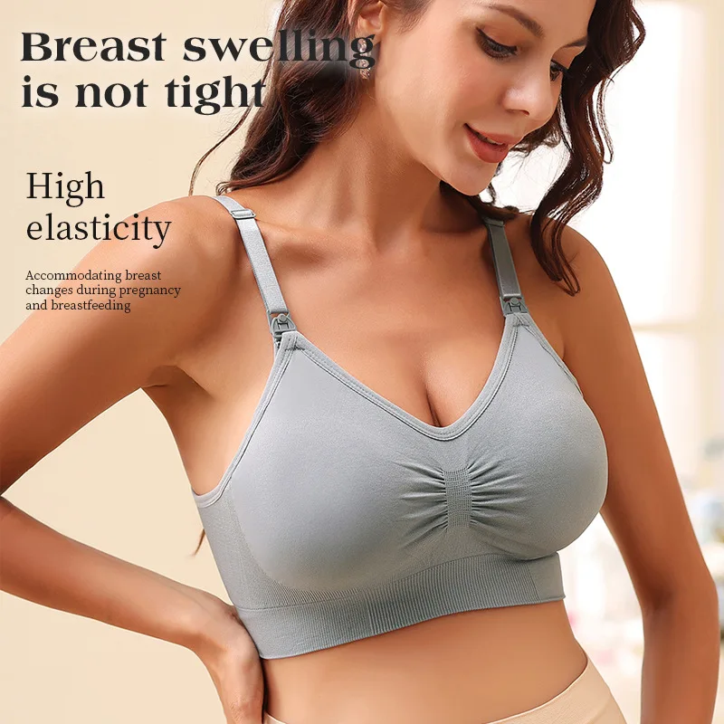 

Wireless Front Open Nursing Bras Soft Lace Breathable Seamless Maternity Breastfeeding Bras Maternal Support For Pregnant Women