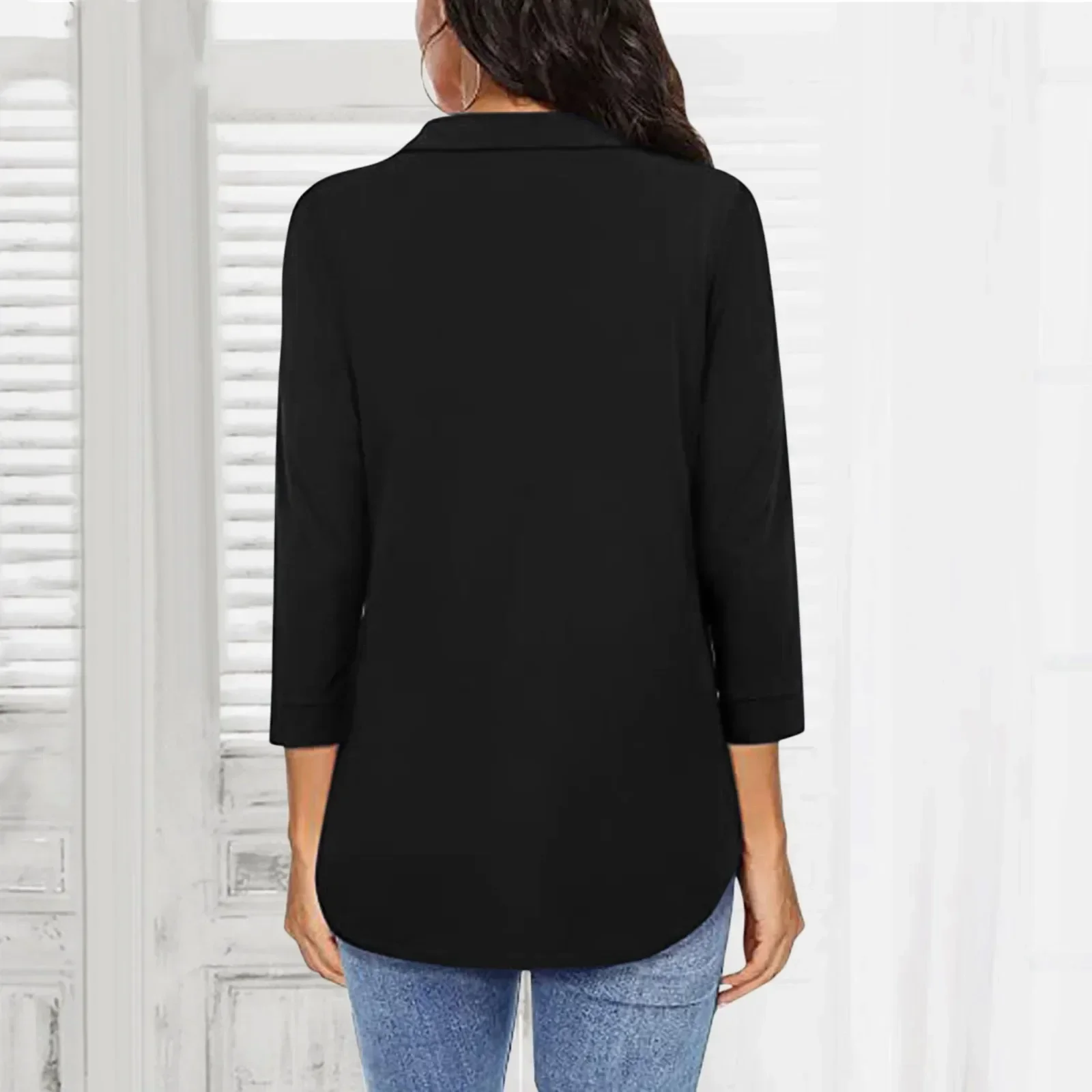 

Summer Blouses Woman 2023 V Neck Blouse 3/4 Sleeve Tops Tunic Blouse Work Shirts Blouse Elegant Youth Woman Blouses топ женский