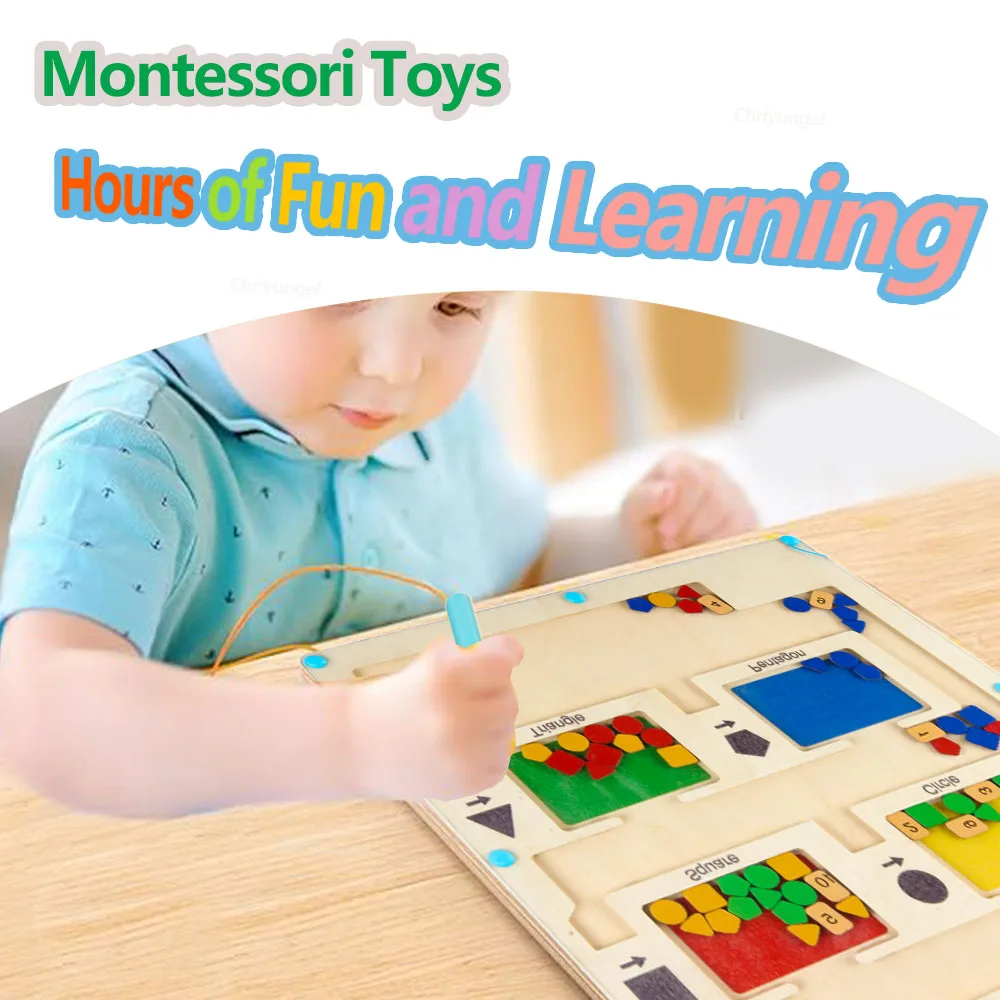 Holz magnetisches Labyrinth Spielzeug für Kinder Magnet Sortier brett magnetische Farbe Nummer und Form Labyrinth Bretter Montessori Lernspiel zeug