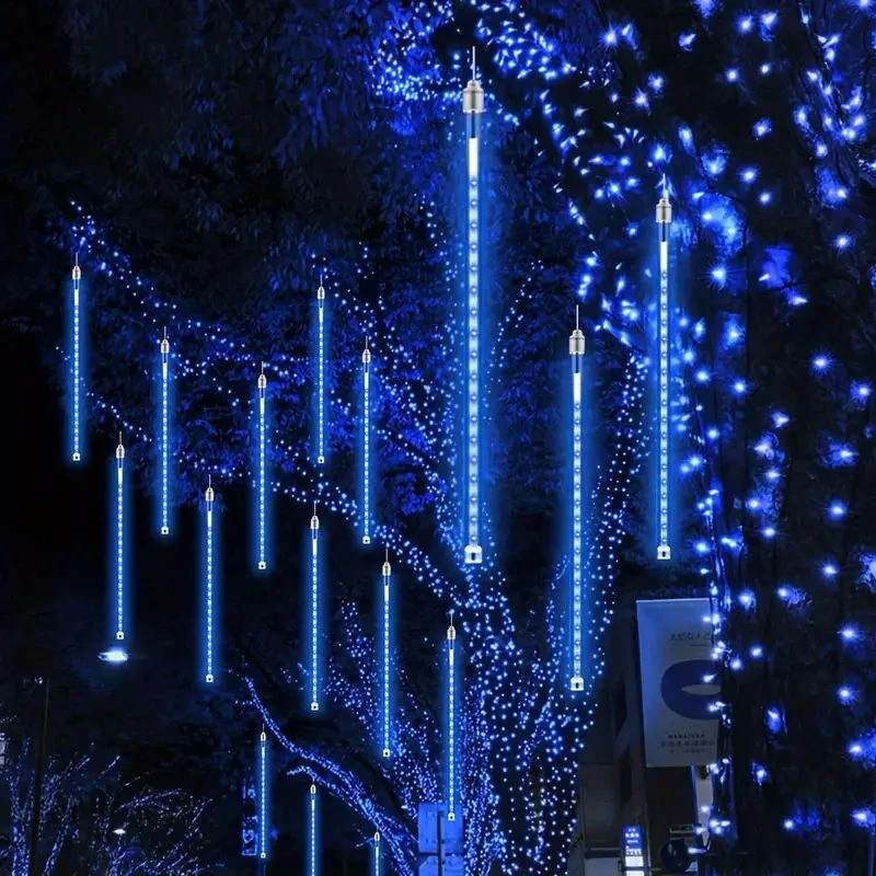 Guirxiété lumineuse LED pour décoration extérieure, pluie de météorites, Noël, fête de mariage, décoration de jardin nickel é, lumière de vacances, 1 ensemble, 2 ensembles, 3/4 ensembles