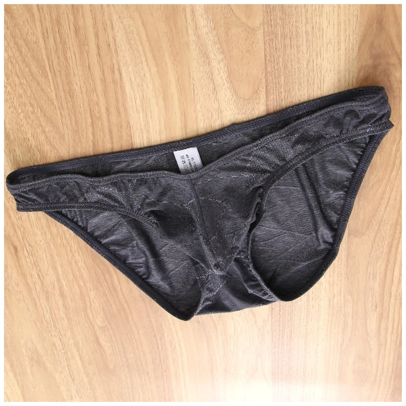 

Men's Panties Ice Silk Briefs Thong Low Waist U Convex Bag R-A10