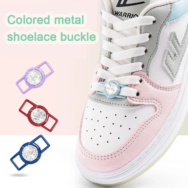 1 Pair Luxurious Gemstone Diamond Shoelaces Decorative Metal Buckle Shoe Charms Color Shoelace DIY Sneaker Kits Accessories