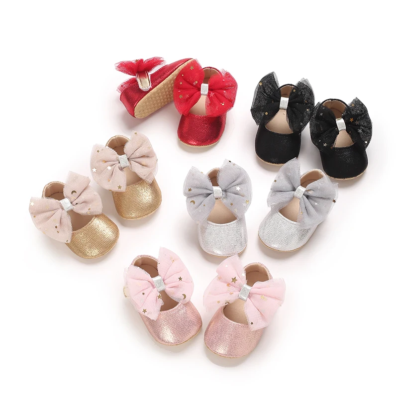 

New Baby Girl Shoes With Cotton Buttons The First Walkers Big Bow Spring And Autumn Princess Shoes Party Wedding Baby 0-18M