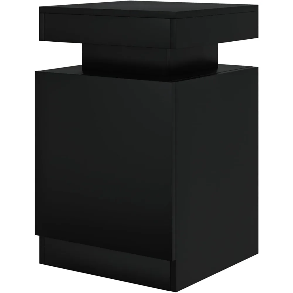 Nightstand Set of 2 with LED Lights,Night Stand with Storage Cabinet for Bedroom,Bedside Table with LED, Black