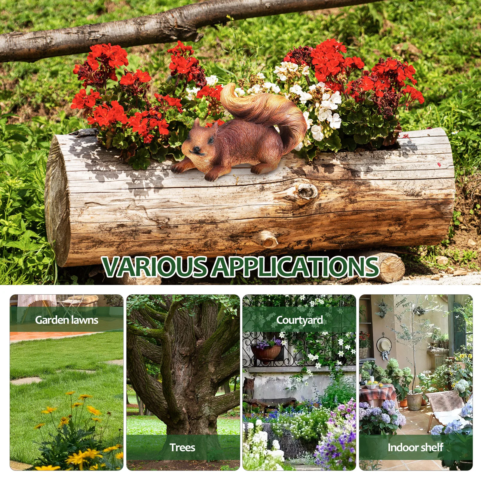 

2 Pcs Simulation Squirrel Resin Crafts Durable Decorative Garden Lawn Tree Shelf Animal Figures Landscape Decorations