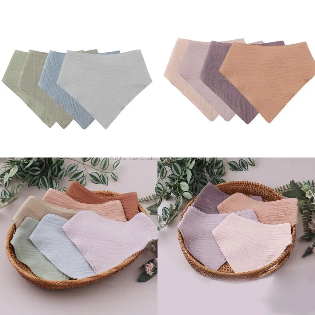 

Newborn Solid Color Burp Cloth Gifts Cotton Bandana Muslin Absorbent Saliva Towel Toddler Drool for Triangle Scarf