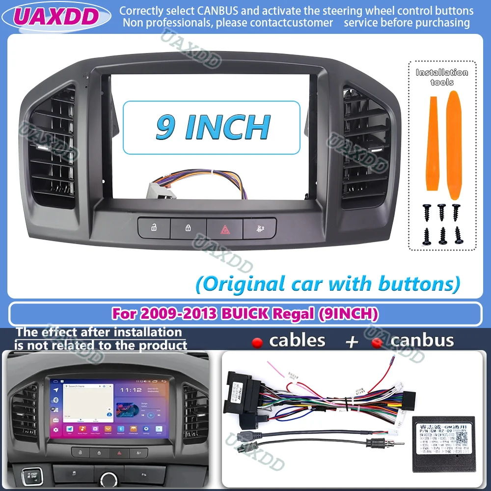 9 Inch Car Frame Band Adapter Android Radio Board Mount Panel Kit for Buick Regal Opel Insignia 2009-2013 Fascia Cable Video MP5