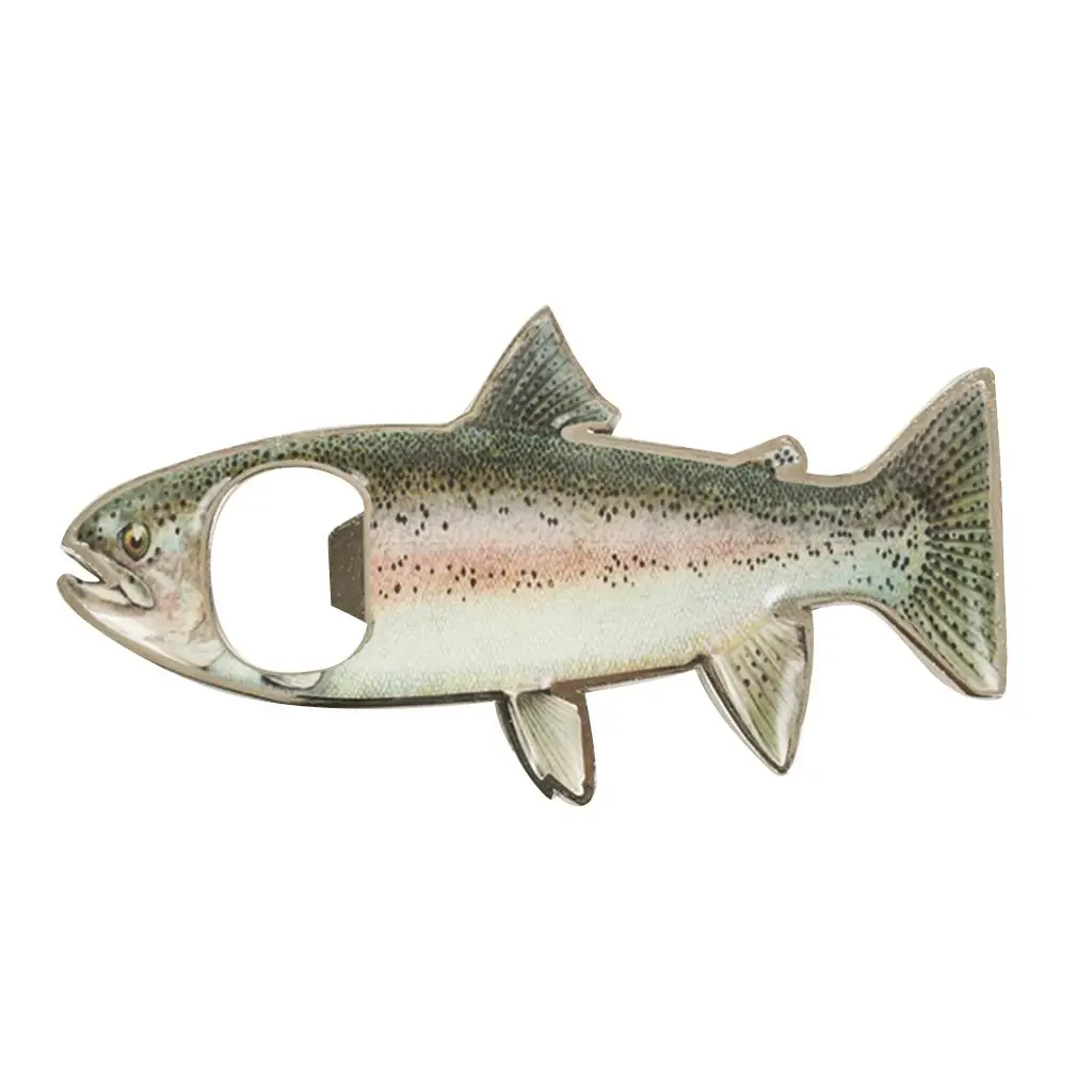 1X Portable Rainbow Stainless Steel Trout Fish Bottle Opener