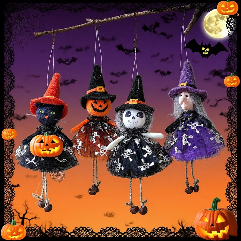 

Halloween Hanging Decorations Plastic Pumpkin Ghost Witch Figurines Home Decor for Halloween Ornaments House Festival Party