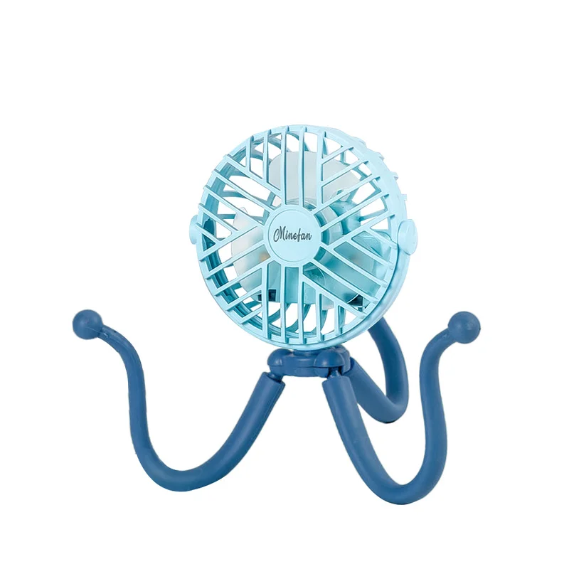 Mini Stroller Fan Baby Bed Car Seat Hanging Winding Fan Warm Night Light Design Portable USB Rechargeable Fan