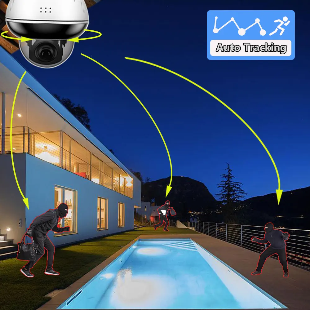 UHD 4K 8MP Sony415 Security IP Camera Dome PTZ POE 48V 5MP 5X Optical Zoom Autofocus Human Tracking Two Way Audio IR 30m