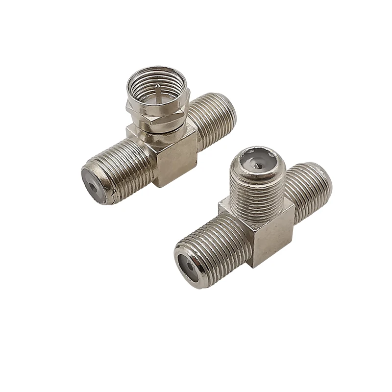 1/5/10Pcs F-type Male / Female to 2x F-type Female Jack Coaxial Cable Adapter T-shaped 3 Way Splitter Connectors