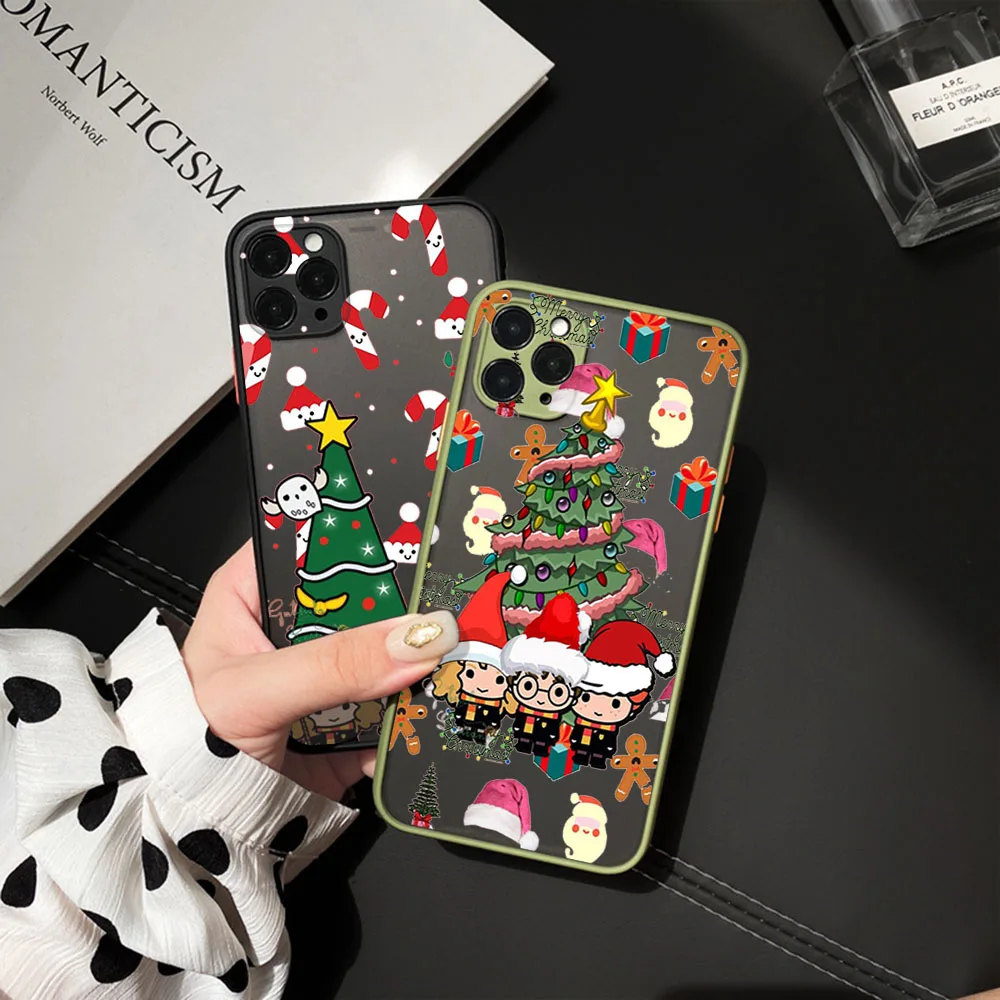 Phone Case For iPhone 15 Pro XS Max 14 7 8 6 6s SE 11 12 13 Mini X XR Christmas HEROCROSS-Harrys Potters Black Translucent Cover