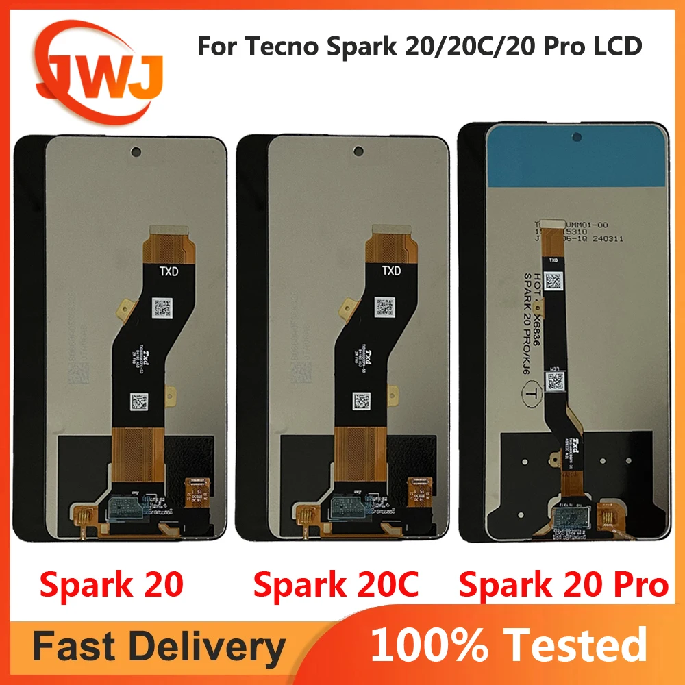 

For Tecno Spark 20 Pro KJ6 LCD Display Spark 20C BG7 LCD Screen Touch Panel Digitizer For Tecno Spark 20 KJ5 LCD Sensor Display