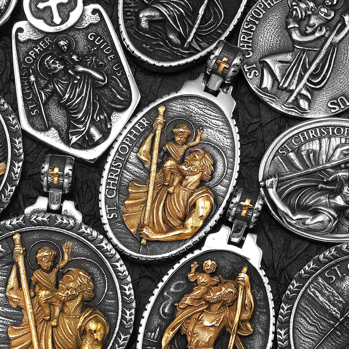 سانت كريستوفر تميمة الفولاذ المقاوم للصدأ الرجال القلائد سلسلة بدلاية فاسق خمر جديد في للنساء هدايا مجوهرات الأزياء بالجملة