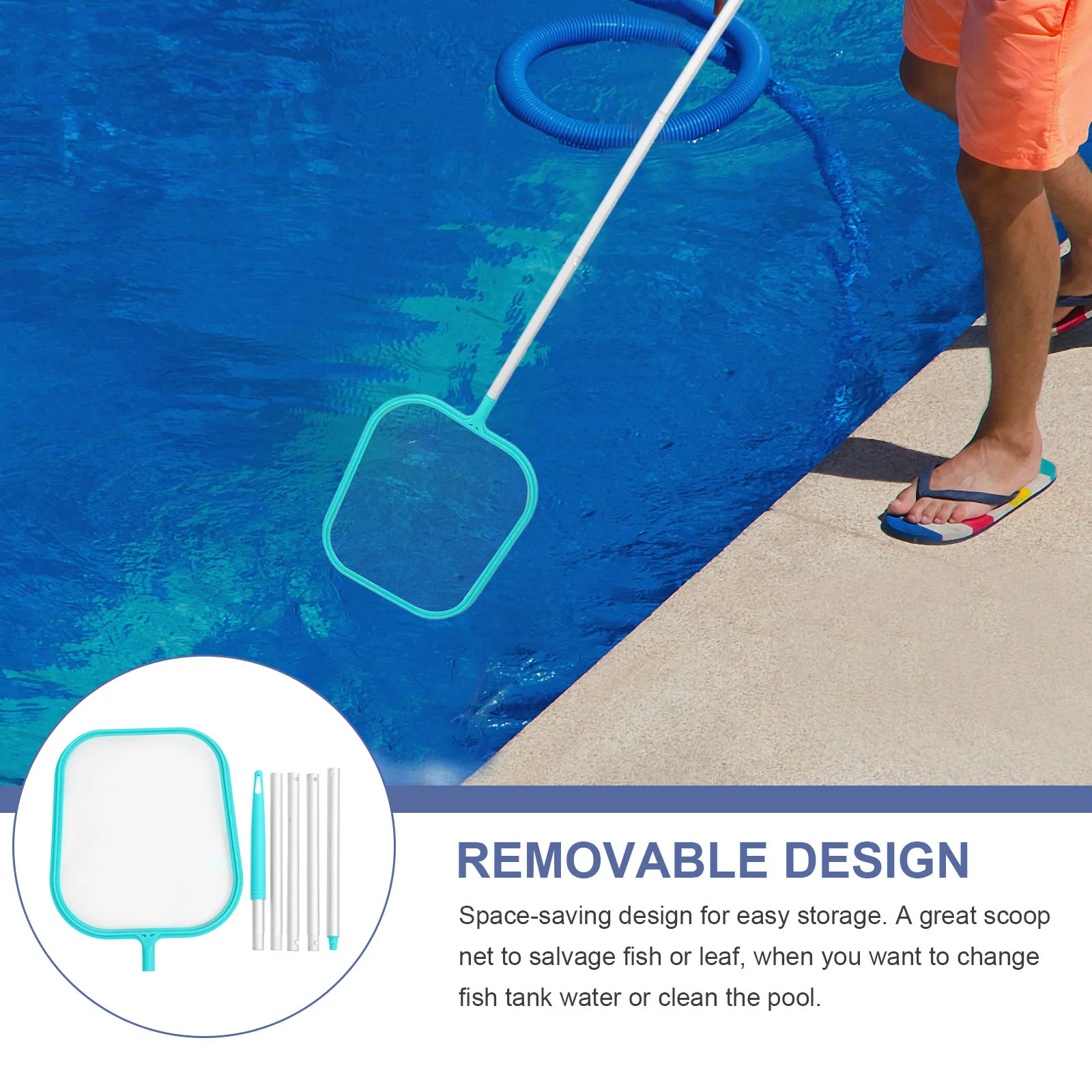 Pond Skimmer Net Plastic Aluminum Multi-Function Cleaning Net for Swimming Pool Fish Tank Leaf Removal Pool Skimmer Tool