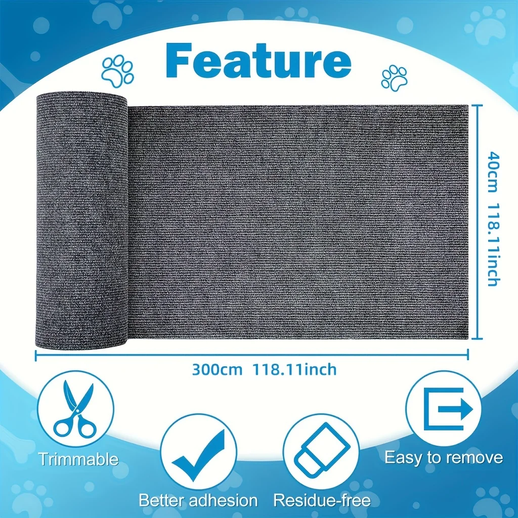 Self-adhesive cat scratching post and pad made of polyester, a multifunctional and durable cat scratching board, interactive pet