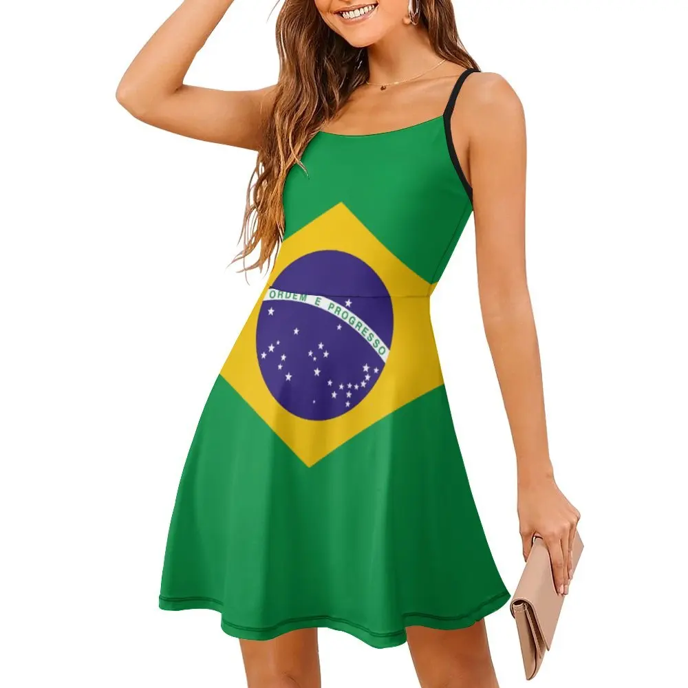 Vestido con tirantes de la bandera de Brasil para mujer, ropa Sexy clásica para fiestas, Humor