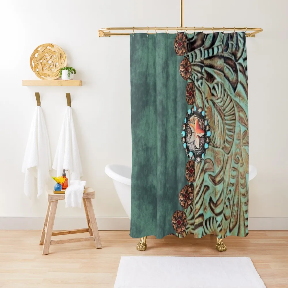 

Rustic cowboy cowgirl western country green teal Shower Curtain Elegant Bathroom Cover Anime Shower For Bathroom Shower Curtain