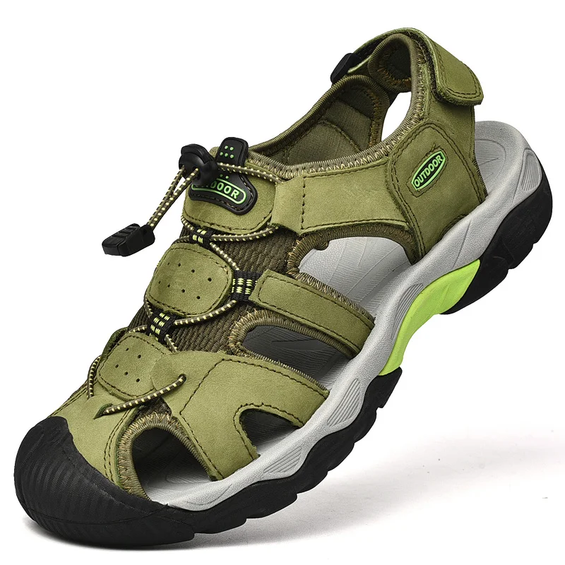 HIKEUP Sandalias senderismo verano piel transpirables antideslizantes hombre - imagen 3