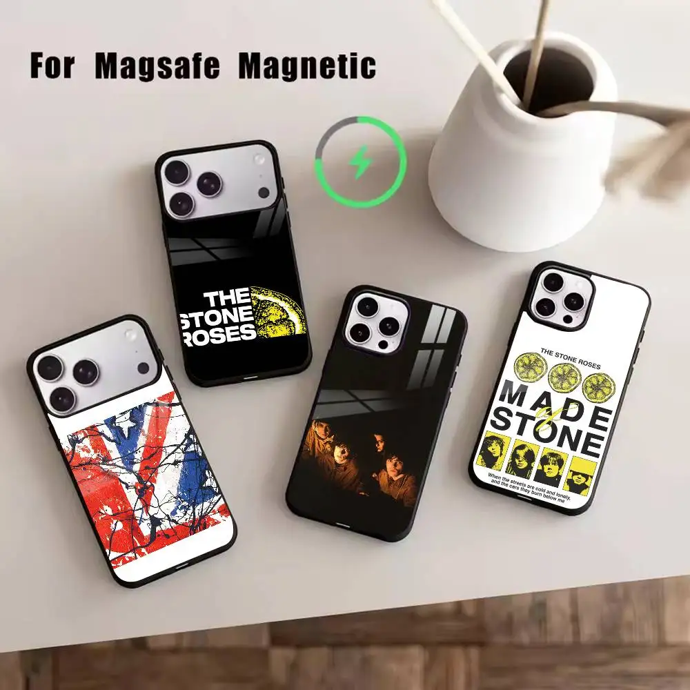 

B-Band The Stone Roses Phone Case For iPhone17,16,15,14,13,12,11 Plus,Pro Magnetic For Magsafe Wireless Charging