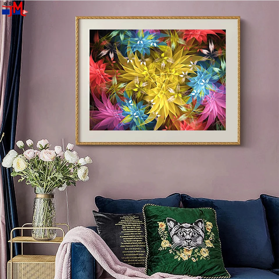 

New Arrival Sale Diamond Painting Colour Flowers Picture Rhinestone Embroidery Abstract Wall Sticker 5D DIY Mosaic Full Round