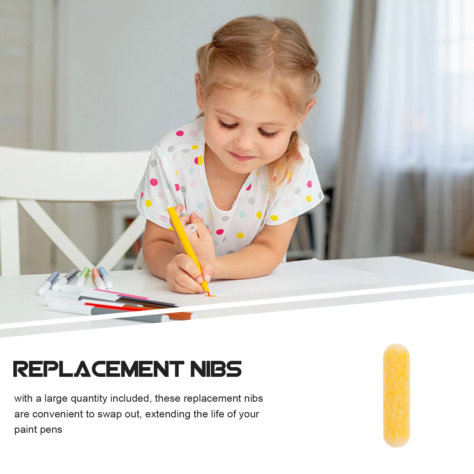 10Pcs Paint Marker Replacement Nibs 8mm Small Nylon Tips Durable Fine Brush for Marker Pen Refills Replacement Nibs Tips