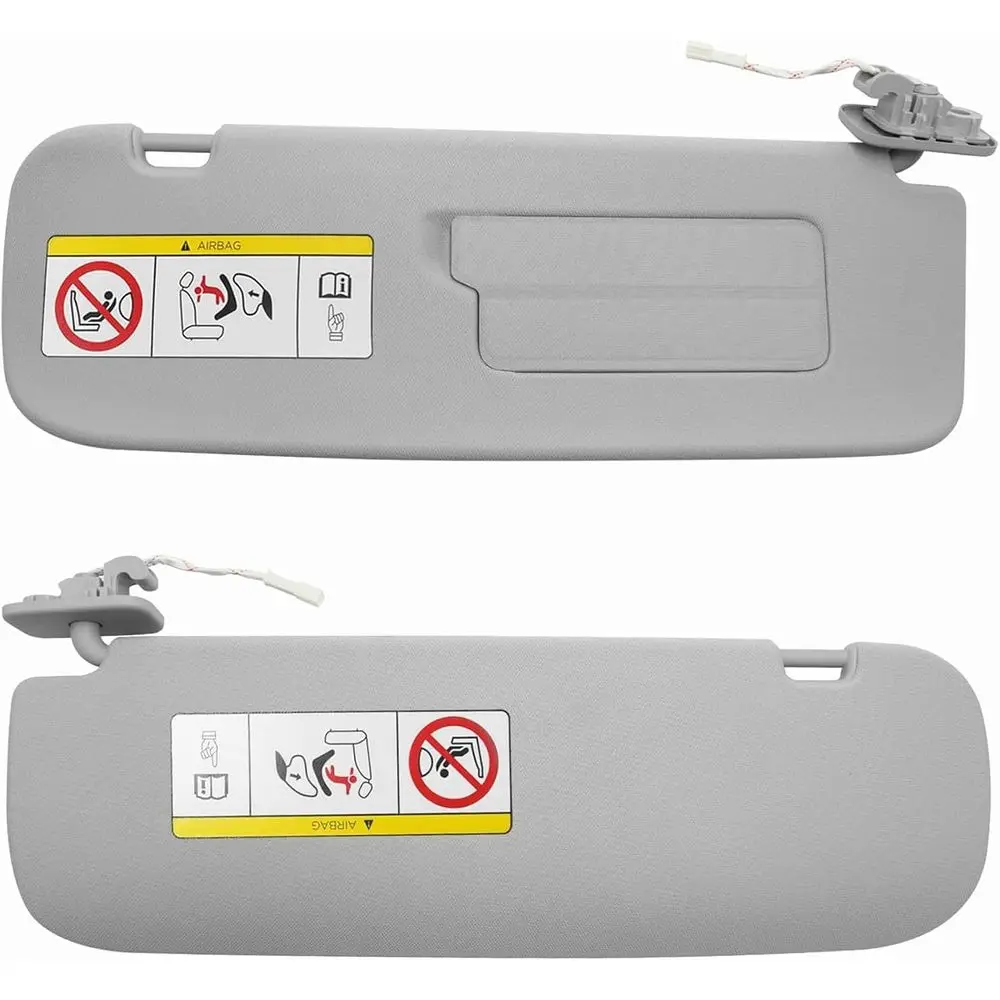 Sun Visor Passenger Side Right RH Gray with Mirror & Light Compatible with Tesla Model 3; Model Y 2017 2018 2019 2020 Replace 10