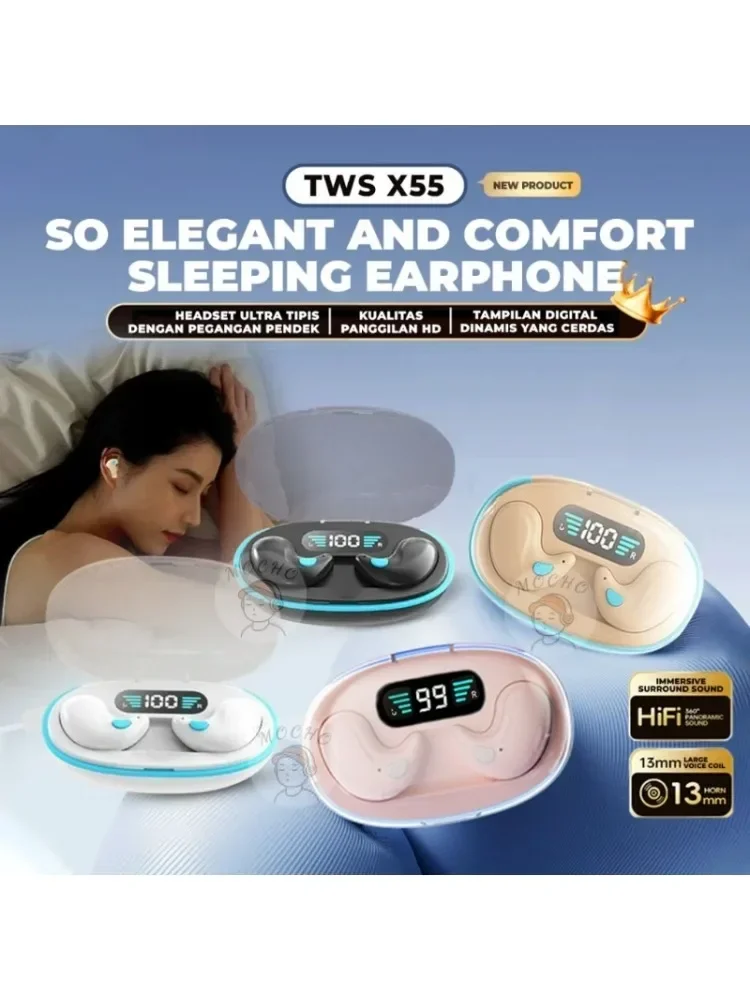 Mini écouteurs Bluetooth sans fil, sommeil Invisible, appels haute définition, musique Hi-fi, avec affichage de puissance